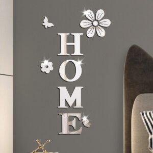HOME Flower Acrylic Mirror Wall Stickers