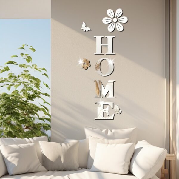HOME Flower Acrylic Mirror Wall Stickers - Image 4