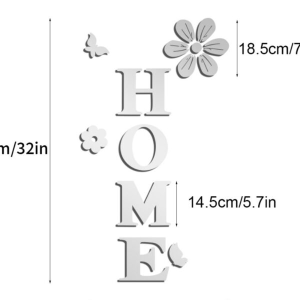 HOME Flower Acrylic Mirror Wall Stickers - Image 5