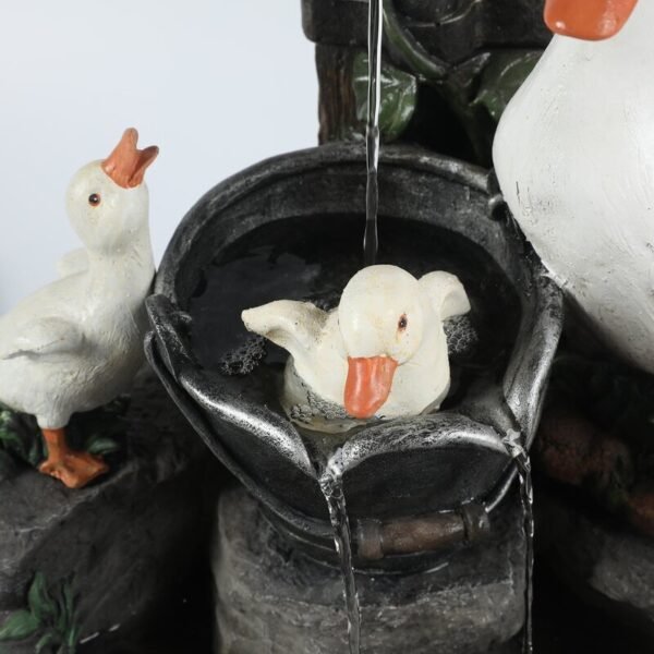 Solar resin duck garden fountain with LED squirrel design, outdoor decor (E2). - Image 5